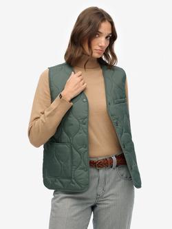 Superdry Quilted Lite Liner Gilet, Balsam Green