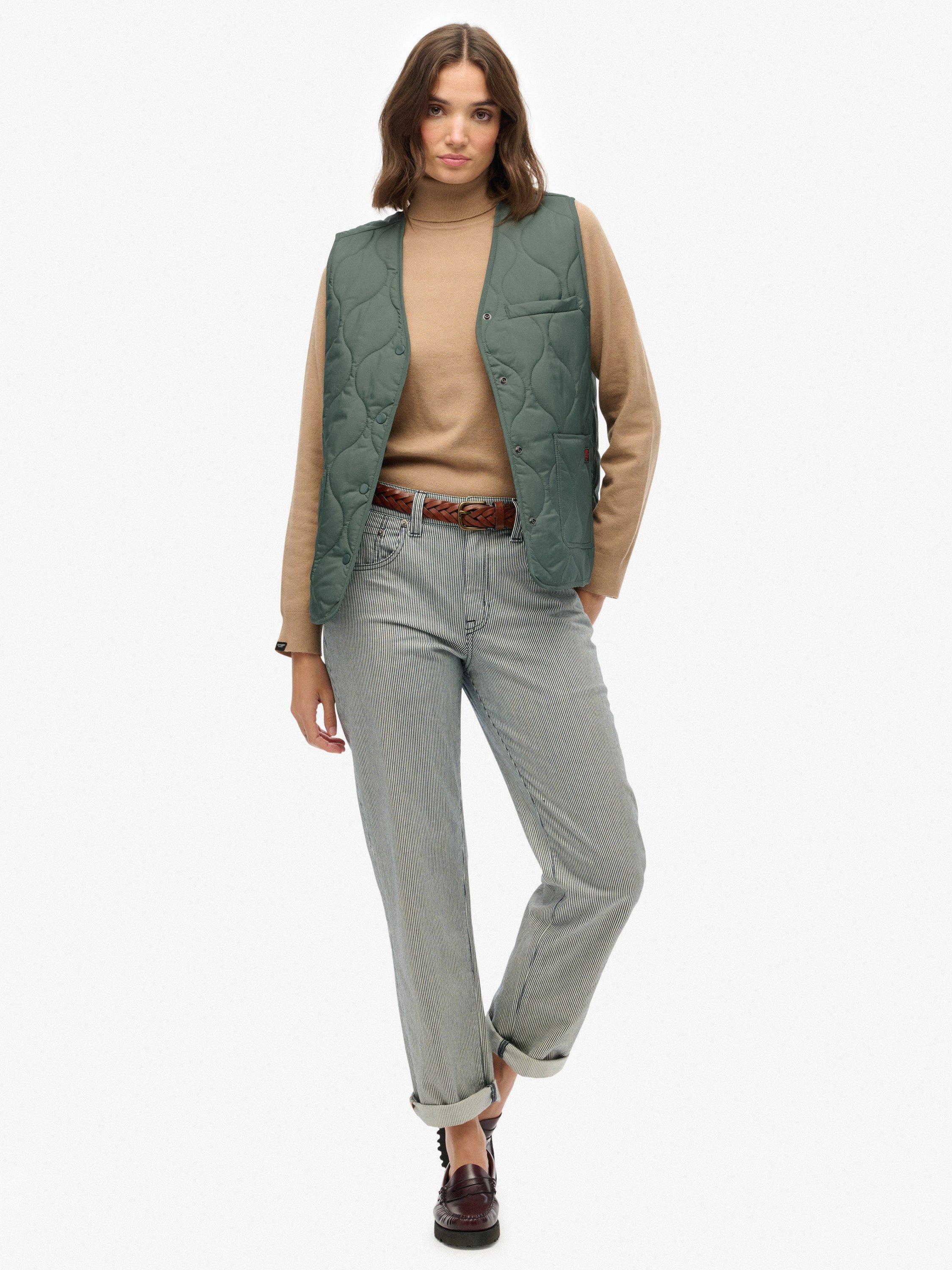 Product image 3 of 6, which shows Superdry Quilted Lite Liner Gilet, Balsam Green, 14