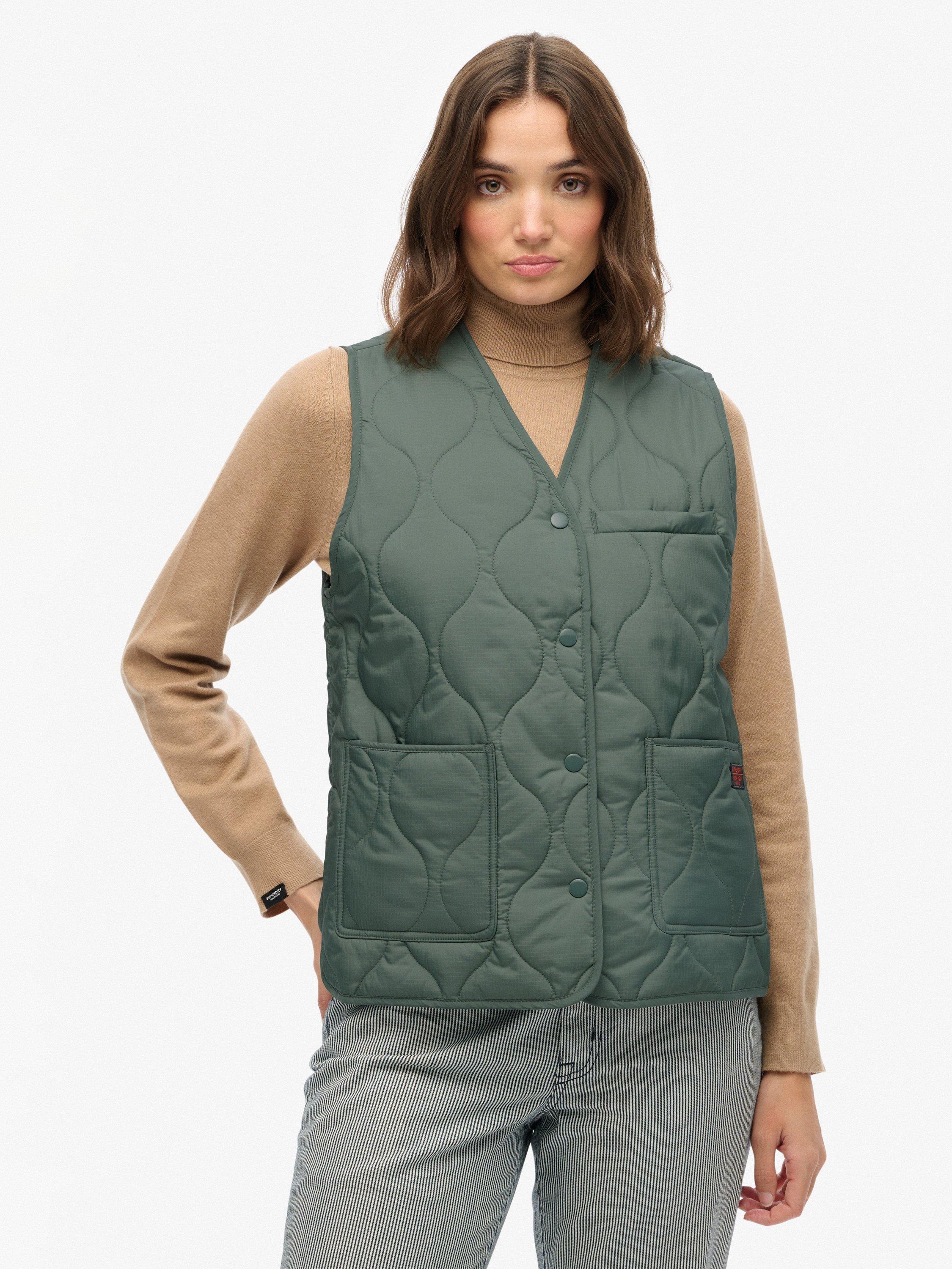 Product image 5 of 6, which shows Superdry Quilted Lite Liner Gilet, Balsam Green, 14