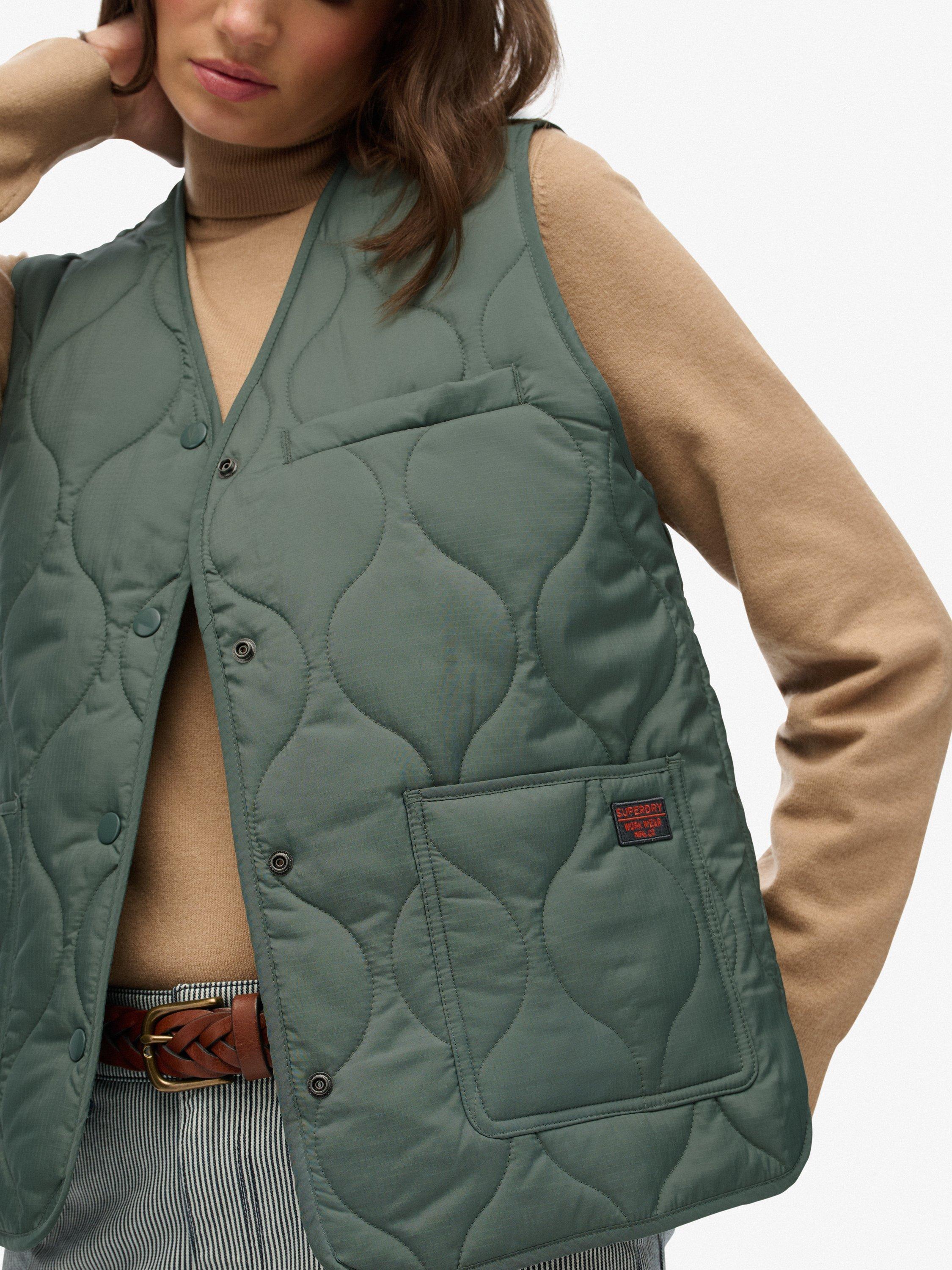 Product image 6 of 6, which shows Superdry Quilted Lite Liner Gilet, Balsam Green, 14