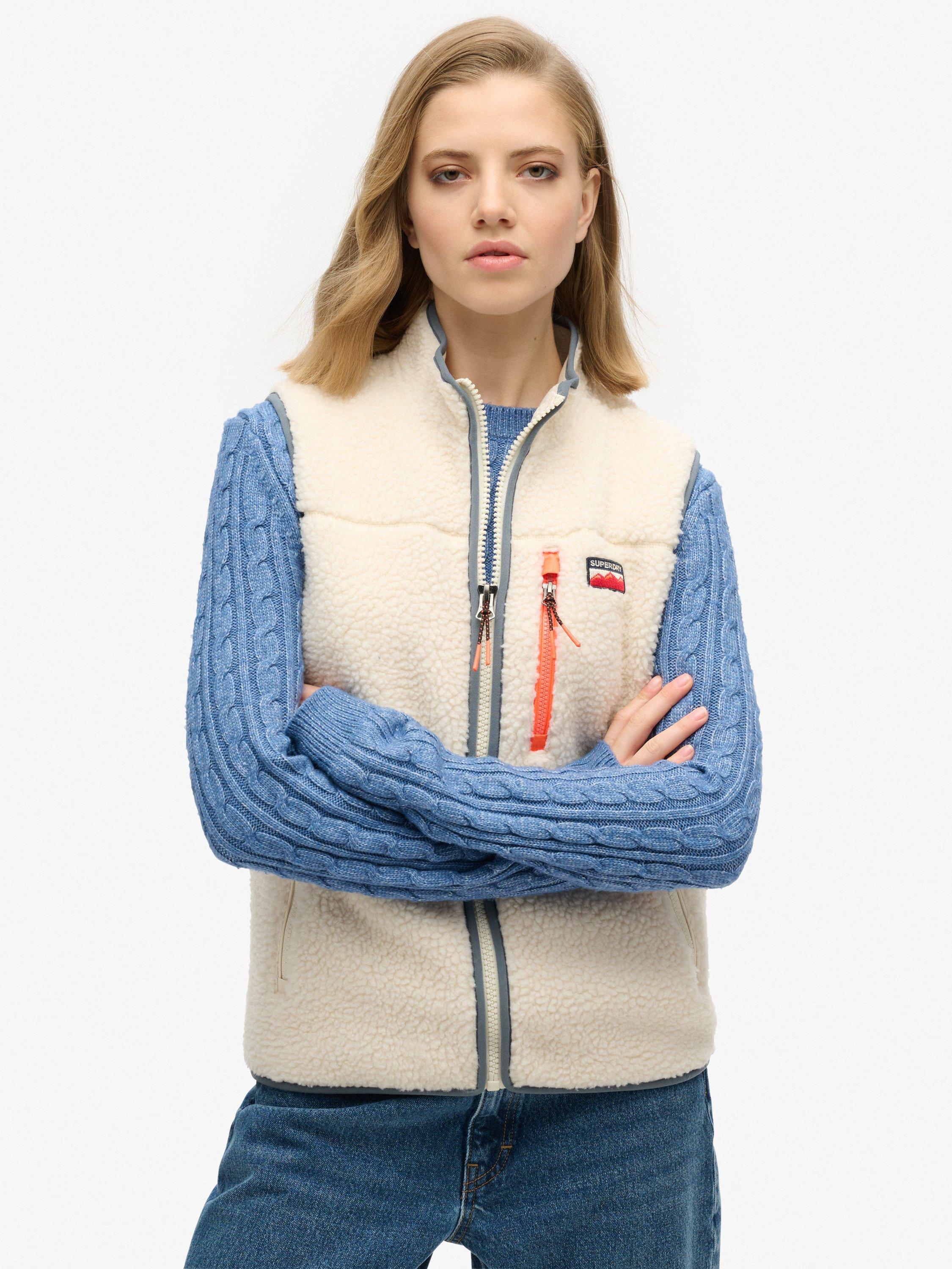 Product image 3 of 6, which shows Superdry Outdoor Fleece Gilet, Ecru, 10