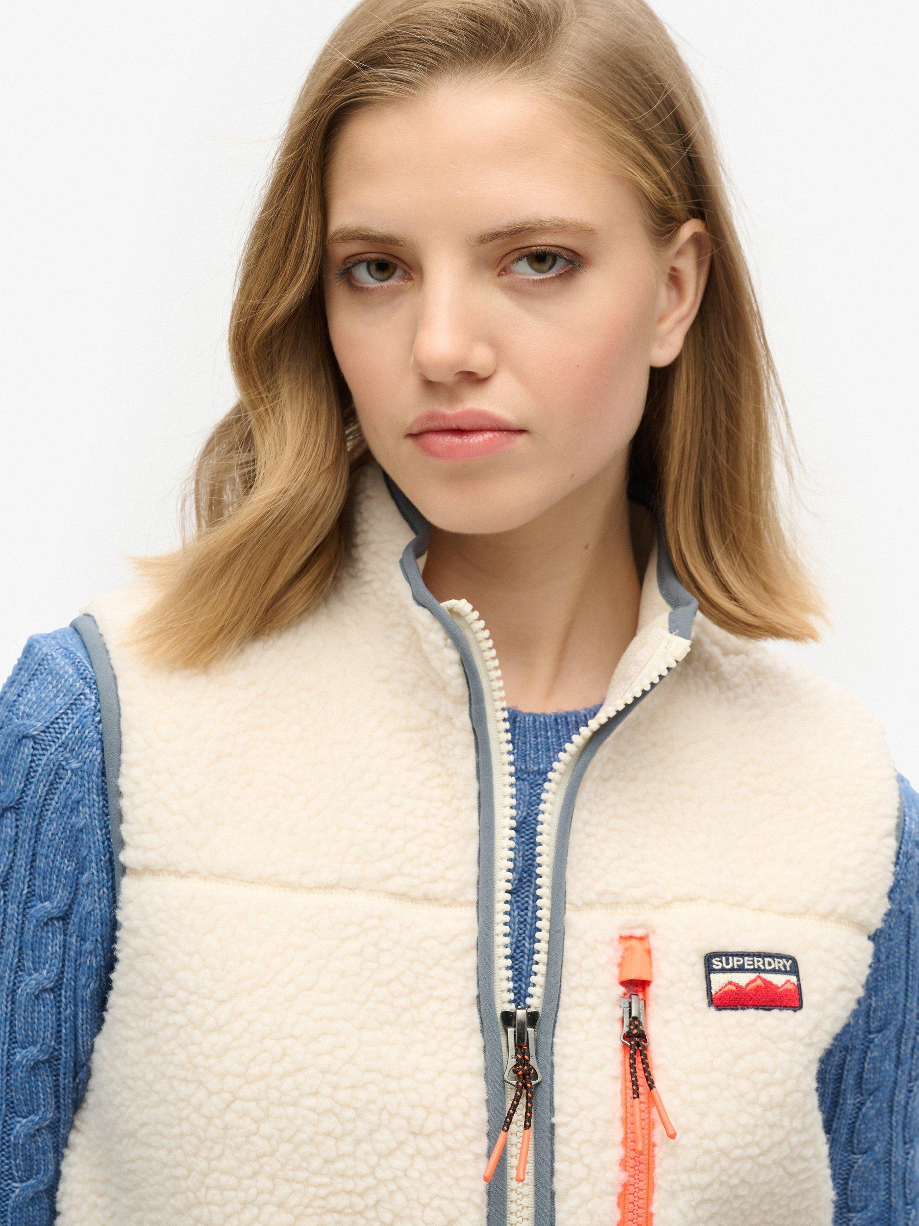 Product image 4 of 6, which shows Superdry Outdoor Fleece Gilet, Ecru, 10