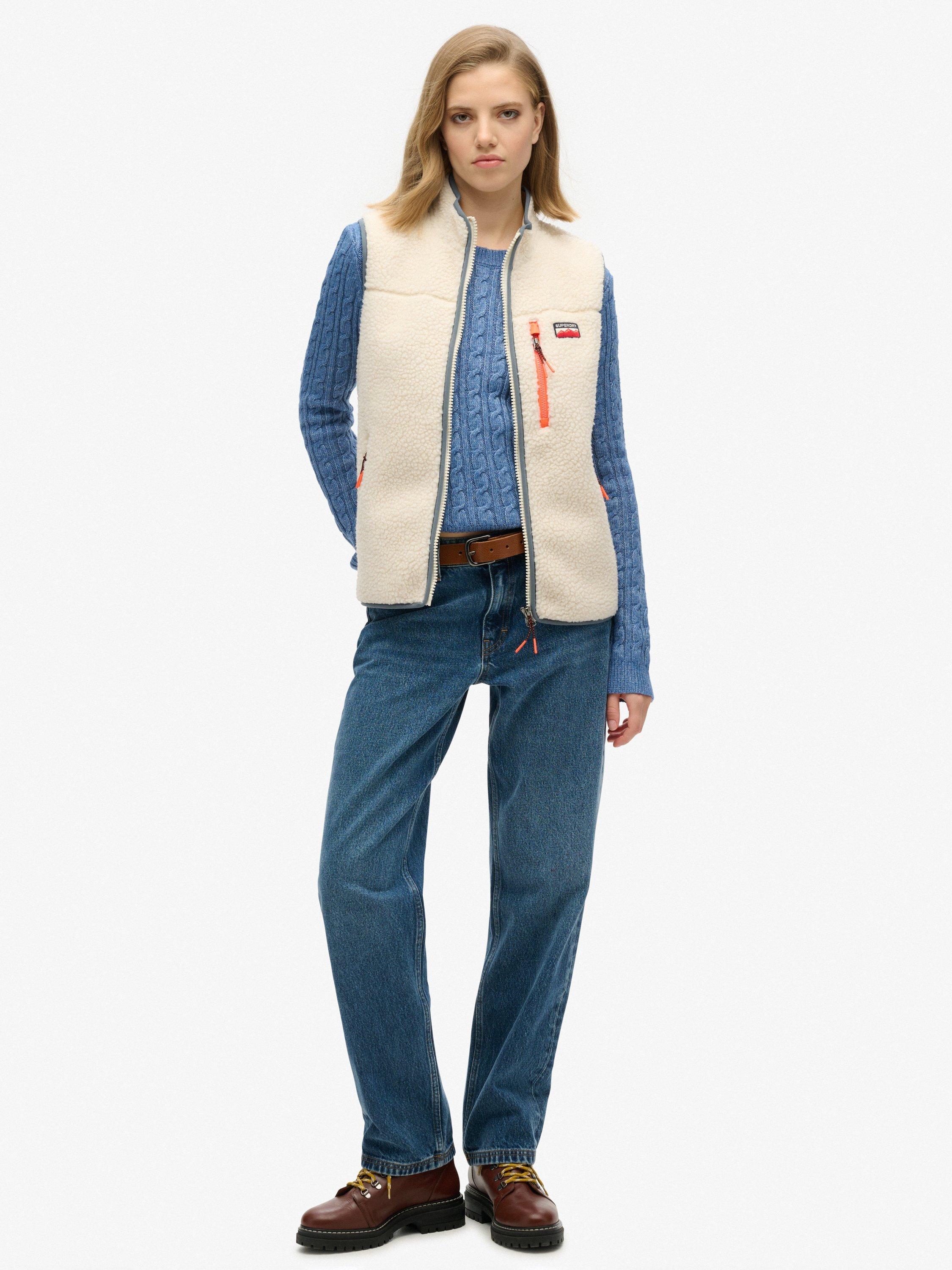 Product image 5 of 6, which shows Superdry Outdoor Fleece Gilet, Ecru, 10