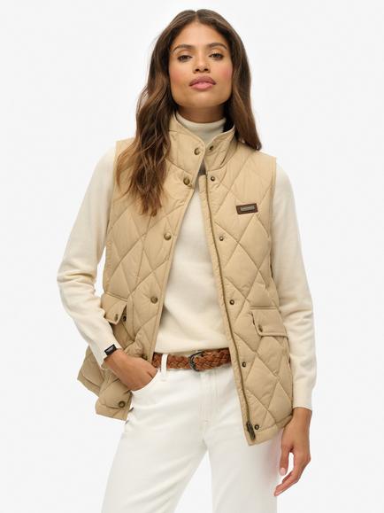 Superdry Corduroy Trimmed Liner Gilet, Shaker Beige, Shaker Beige