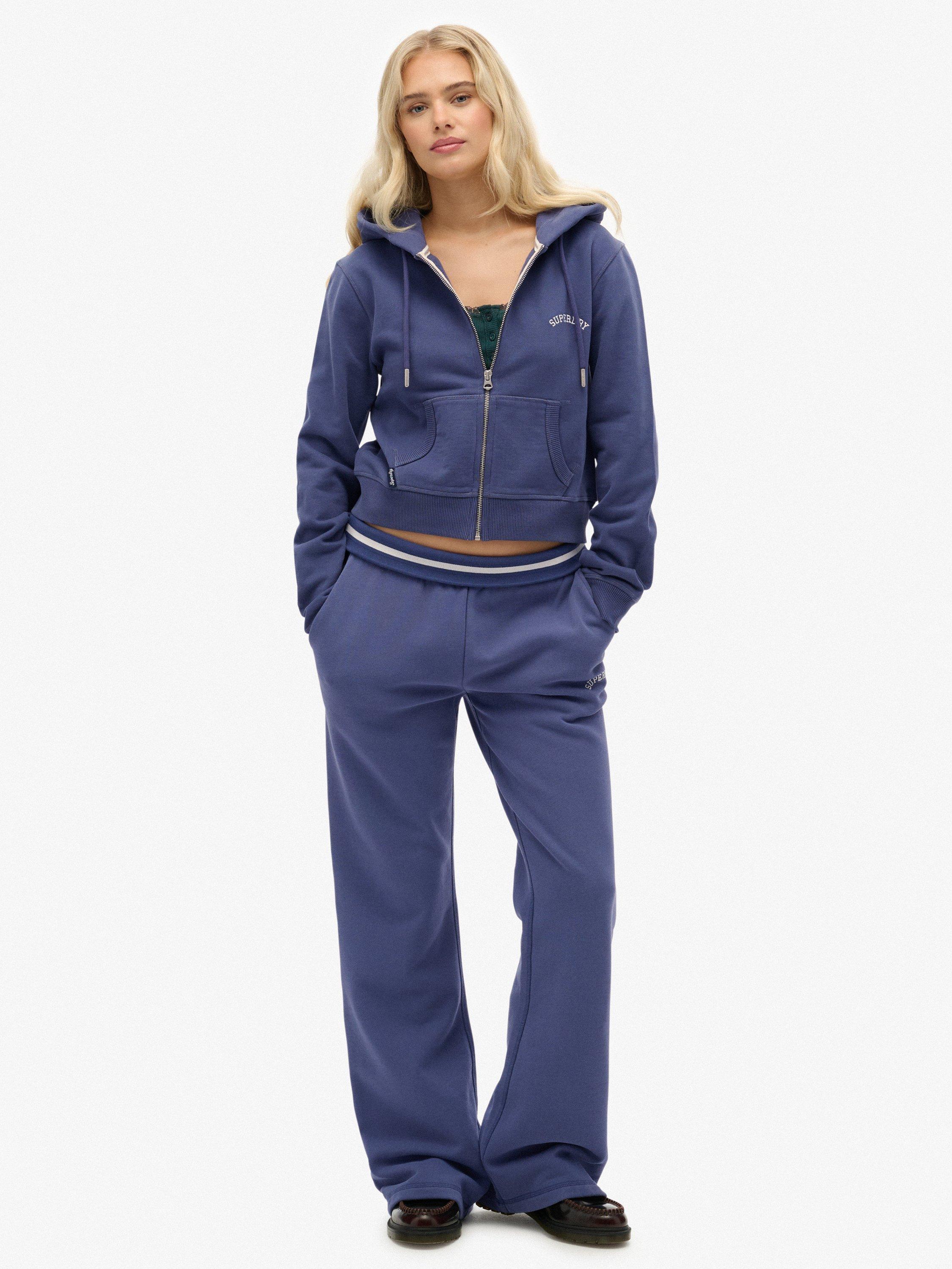 Product image 3 of 5, which shows Superdry Cotton Essential Logo Cropped Zip Hoodie, Mariner Navy, 10