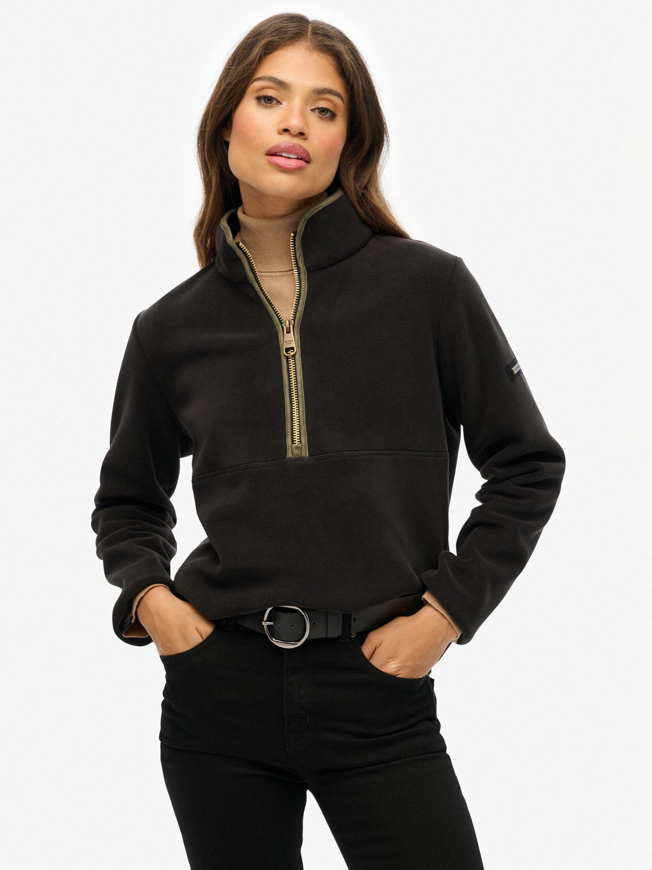 Product image 1 of 4, which shows Superdry Estate Half Zip Fleece, Black, 16
