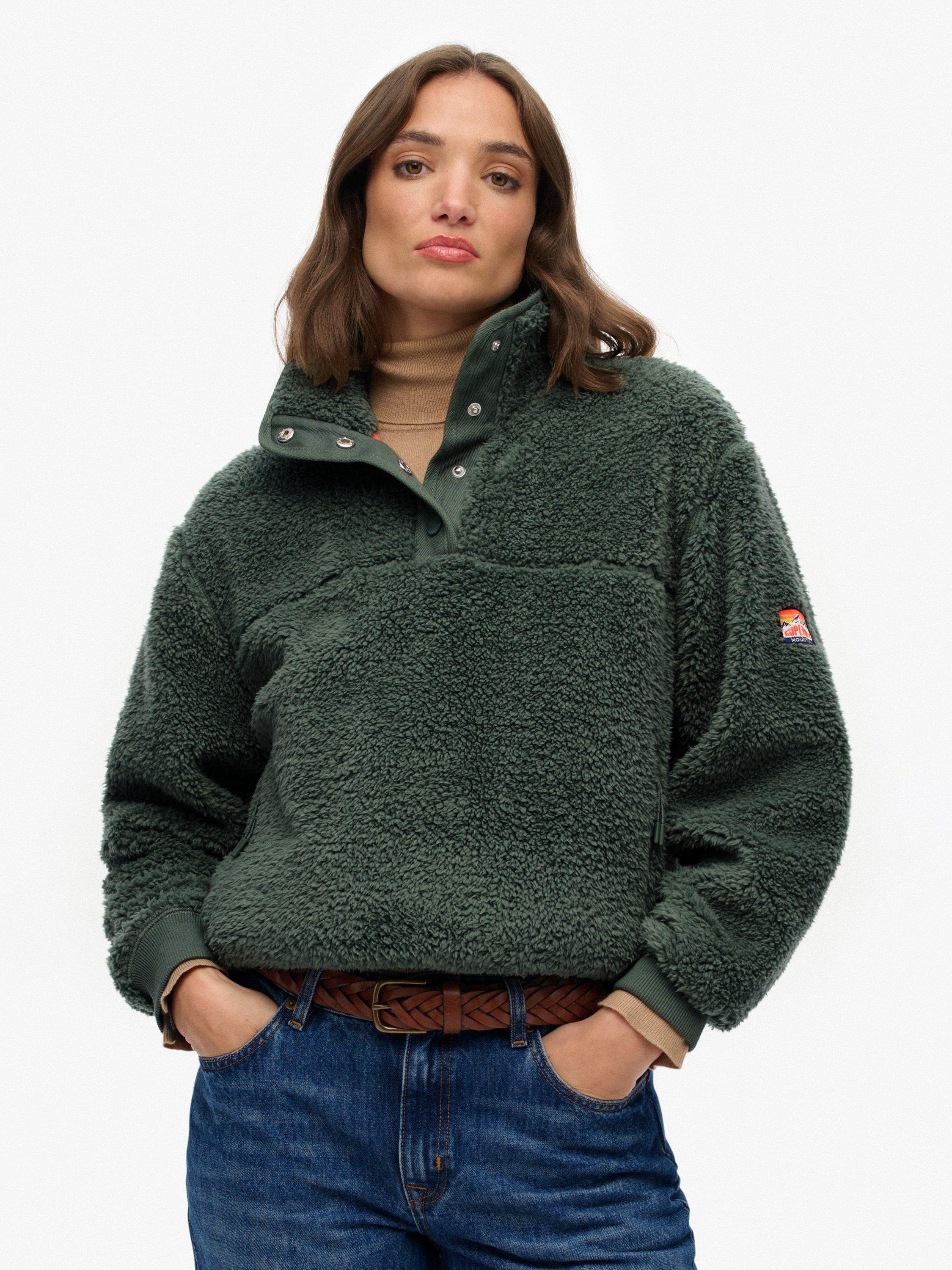 Product image 1 of 6, which shows Superdry Super Soft 1/2 Zip Jumper, Laurel Khaki, 10
