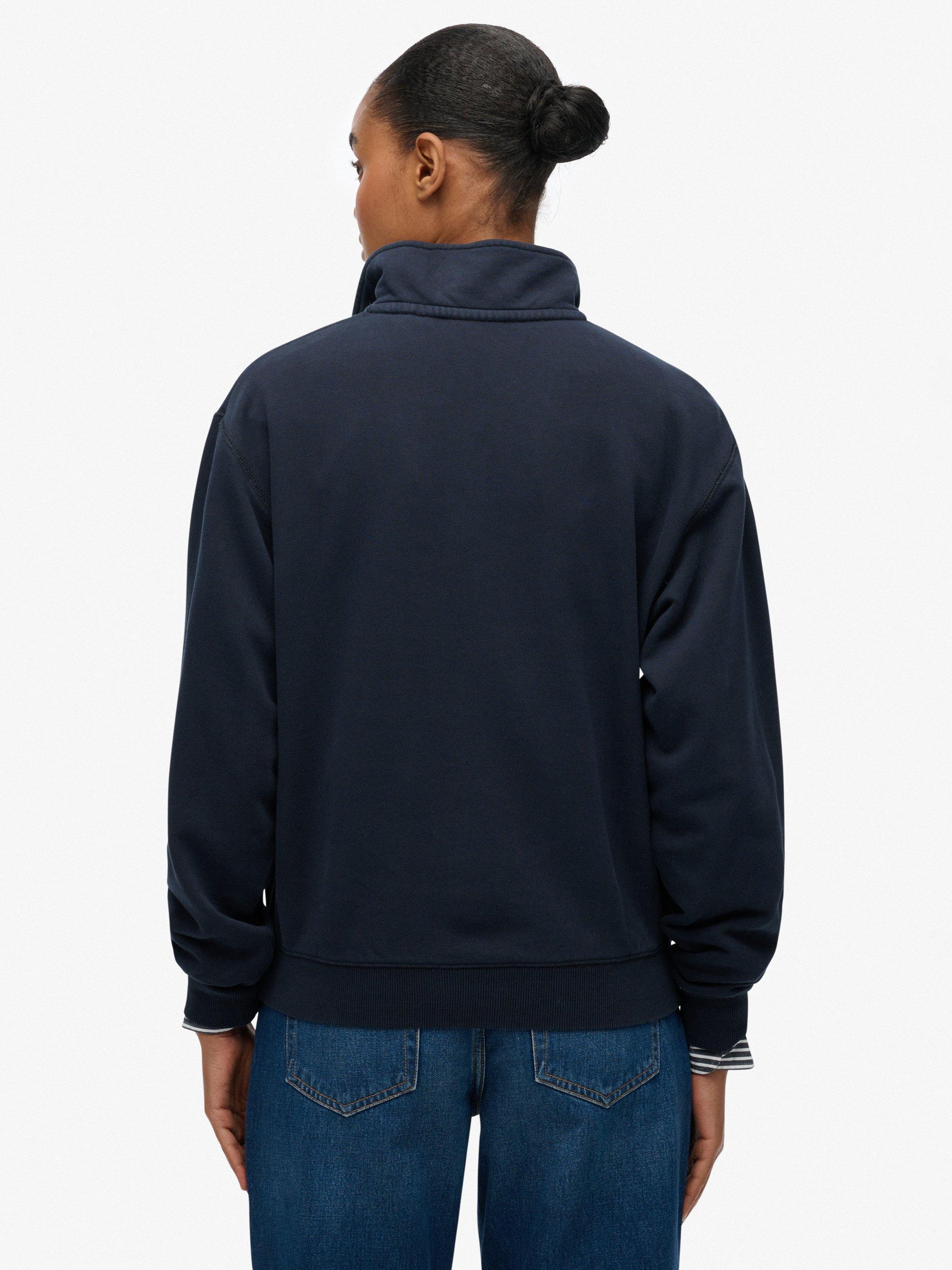 Product image 2 of 5, which shows Superdry Essential Logo Garment Dye 1/2 Zip Jumper, Eclipse Navy, 10