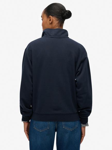 Superdry Essential Logo Garment Dye 1/2 Zip Jumper - view 2, Eclipse Navy