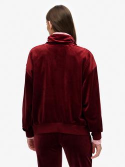 Superdry Country Club Velour Quarter Zip - view 2, Stanton Red