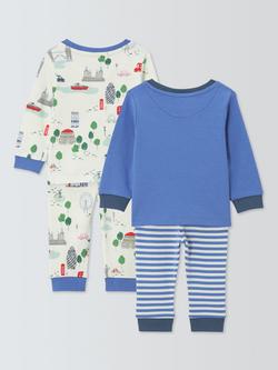 John Lewis Baby London Pyjama Set, Pack of 2, Blue Multi - view 2, Blue Multi