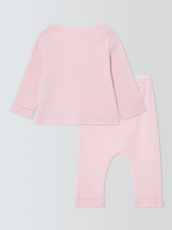 John Lewis Baby Cotton Strawberry Pyjama Set, Pink - view 2, Pink