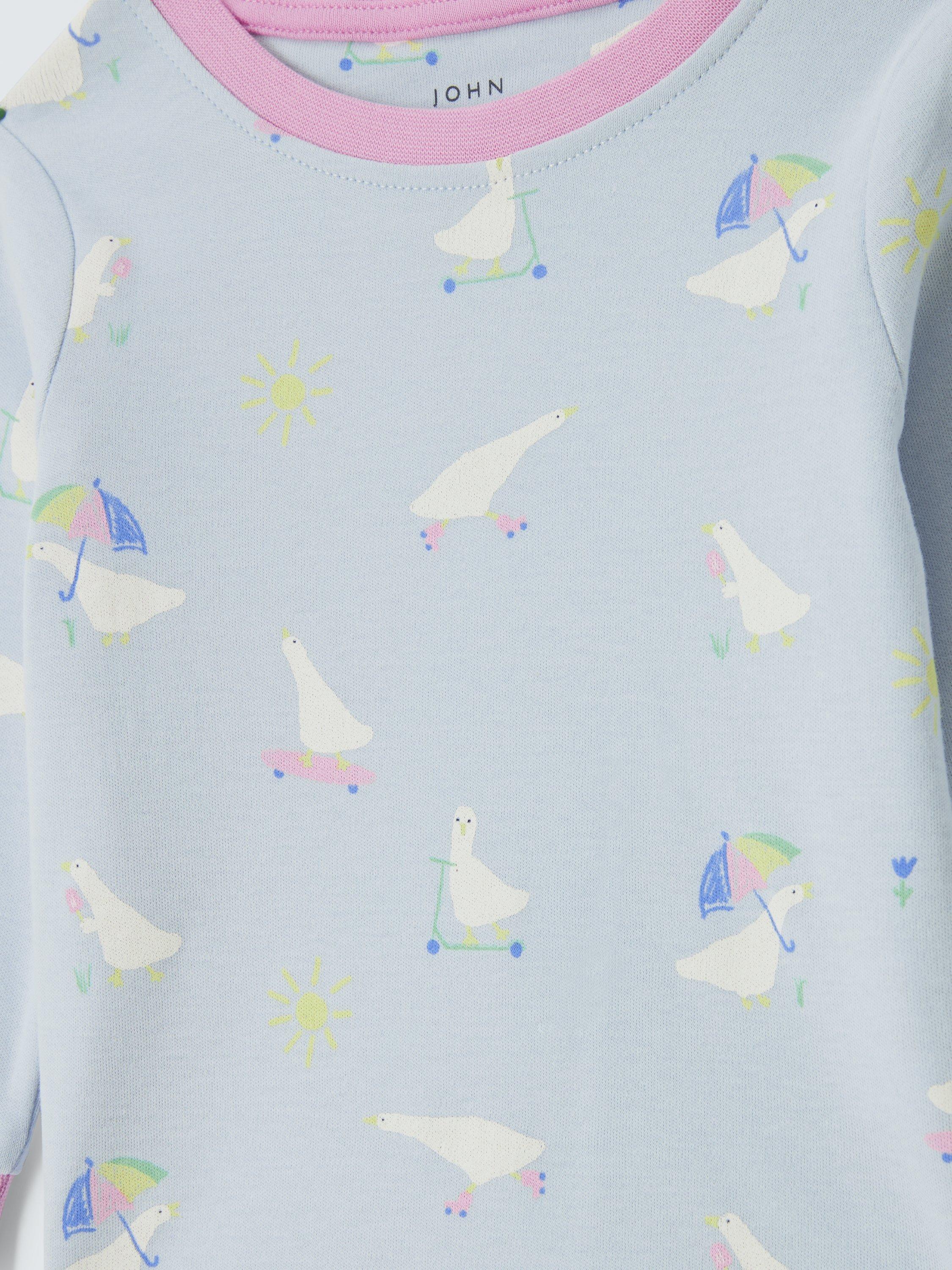 Product image 3 of 3, which shows John Lewis Baby Cotton Duck Print Pyjama Set, Blue Multi, 3-6 months