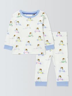 John Lewis Baby Cotton Tortoise Print Pyjama Set, White Multi, White Multi