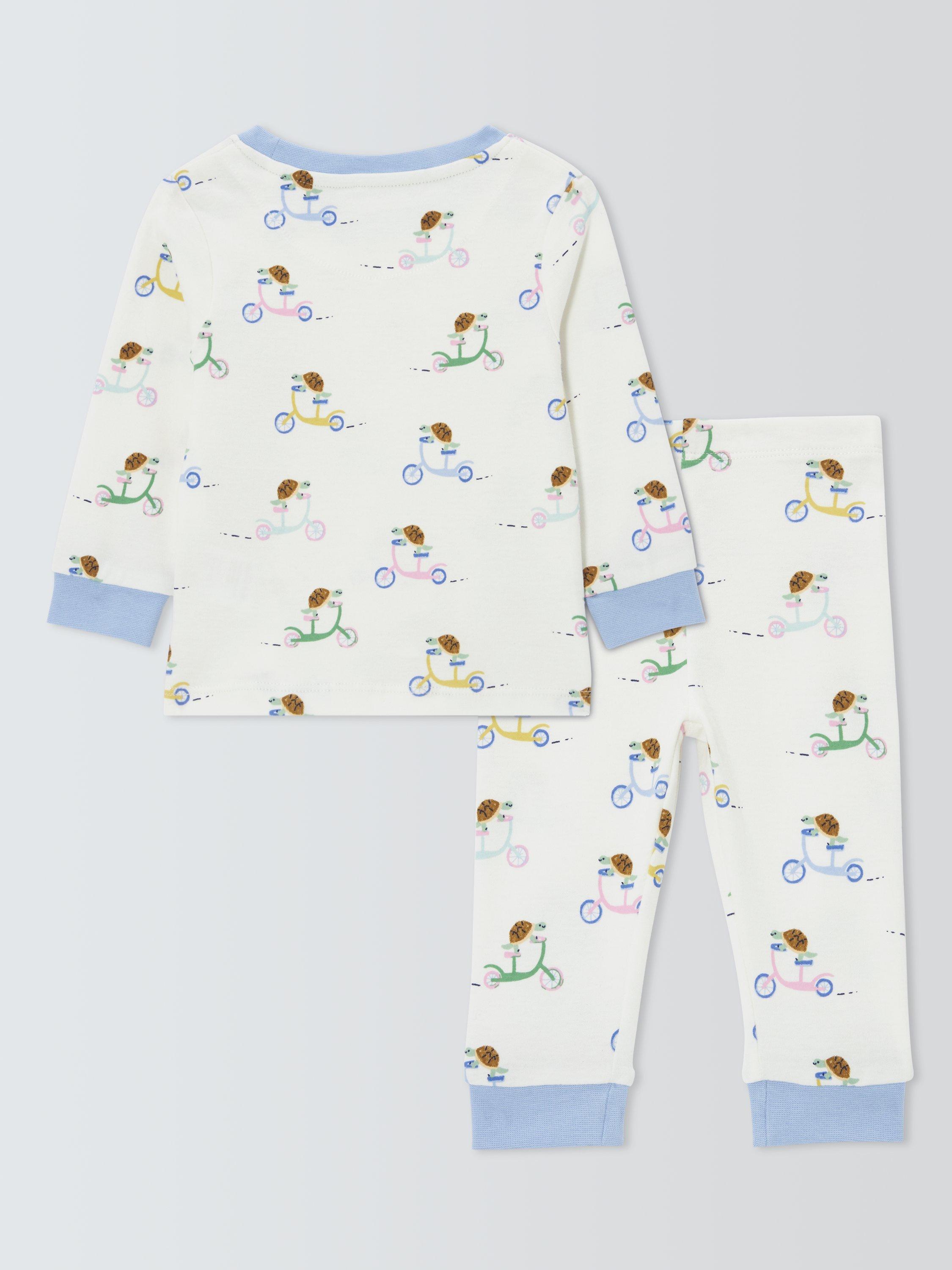 Product image 2 of 3, which shows John Lewis Baby Cotton Tortoise Print Pyjama Set, White Multi, 3-6 months
