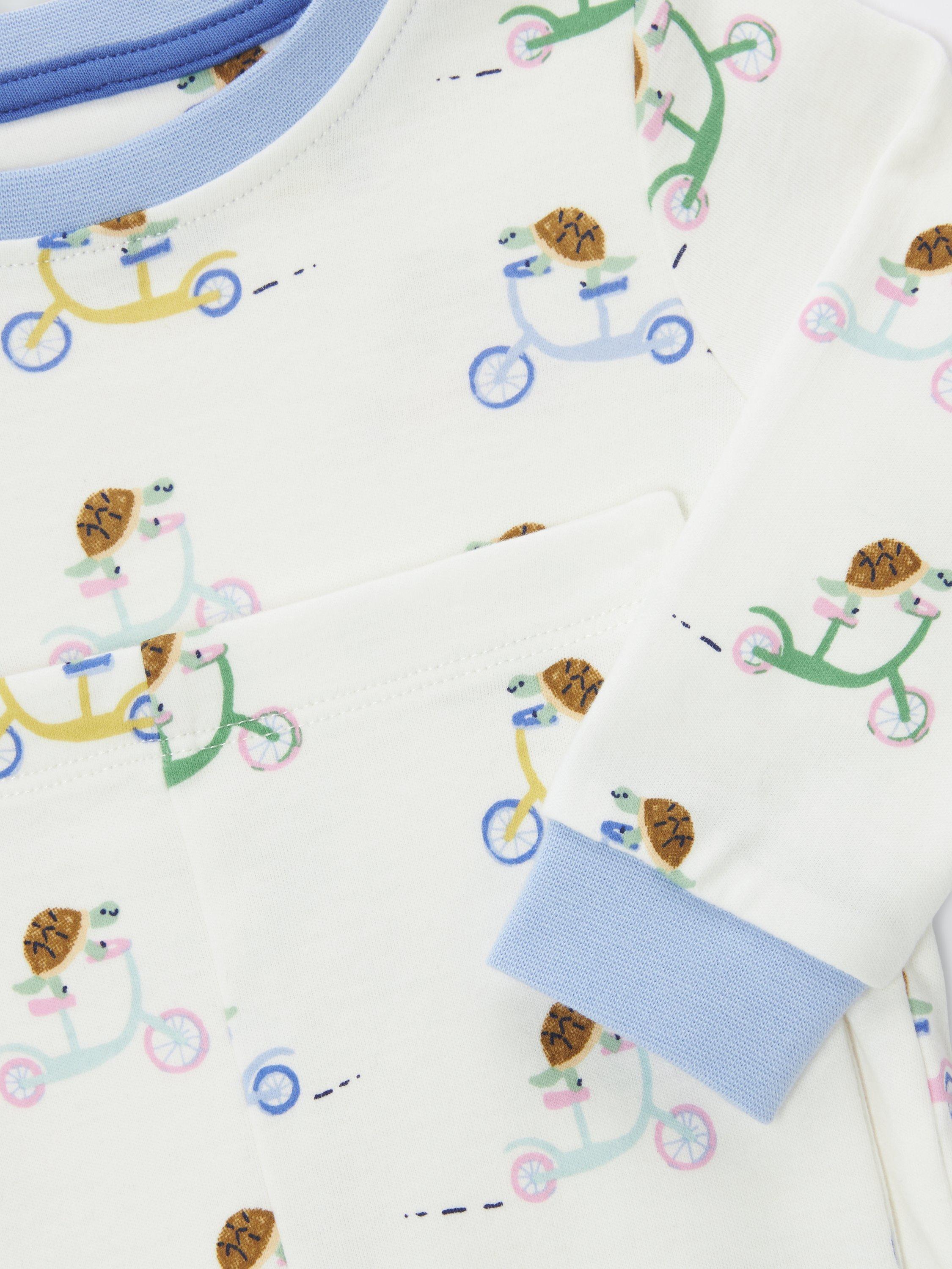 Product image 3 of 3, which shows John Lewis Baby Cotton Tortoise Print Pyjama Set, White Multi, 3-6 months