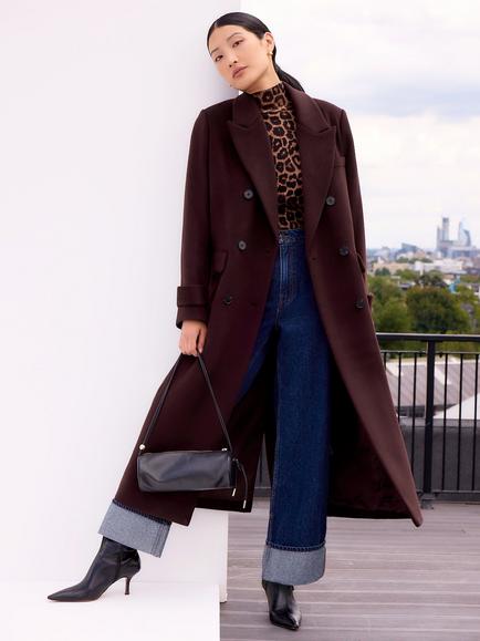 Ro&Zo Petite Oversized Wool Blend Coat, Brown, Brown