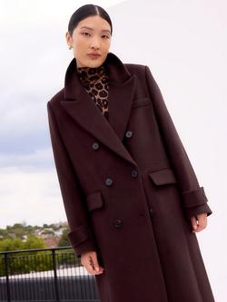 Ro&Zo Petite Oversized Wool Blend Coat, Brown - view 2, Brown