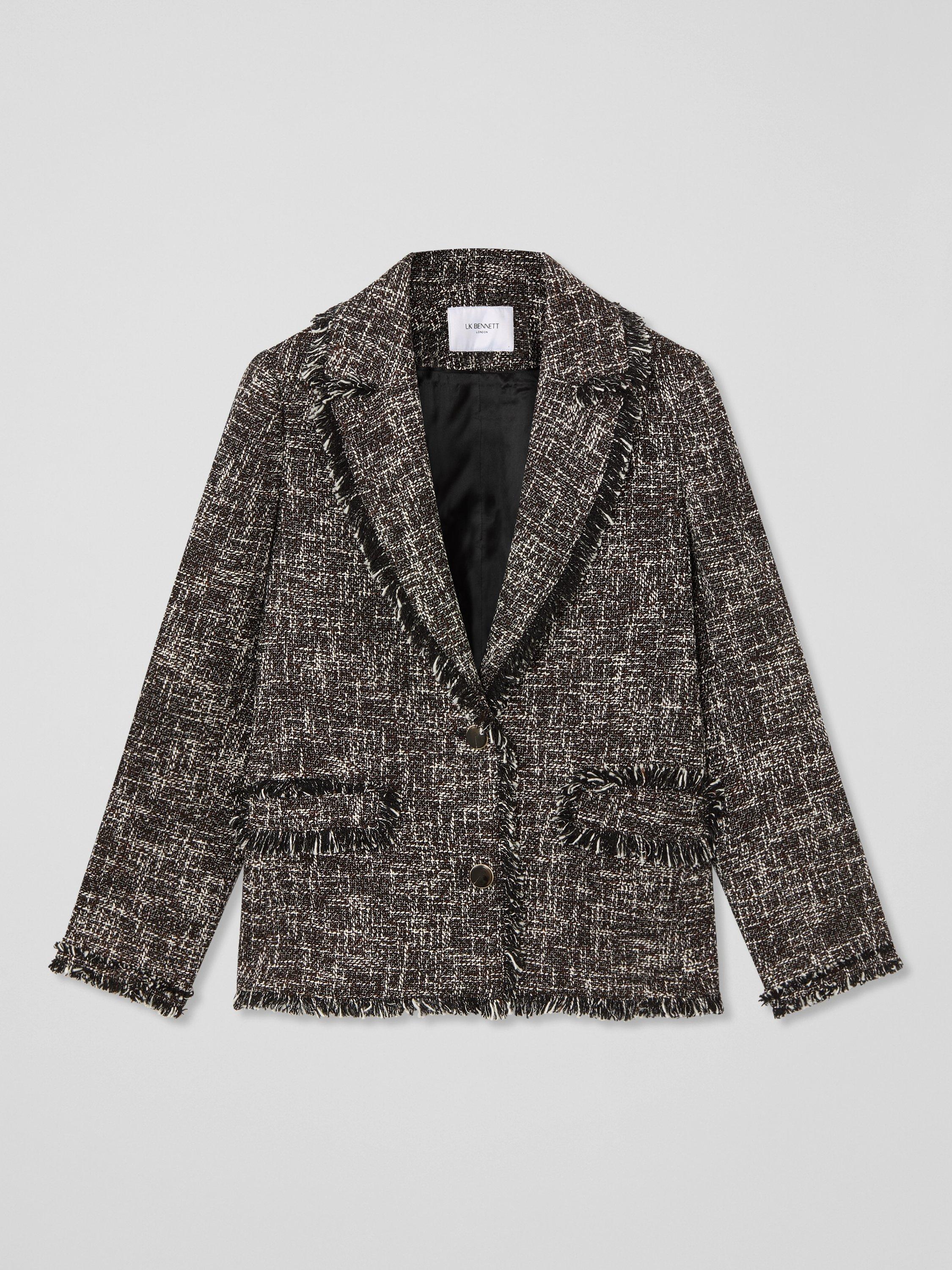 Product image 5 of 5, which shows L.K.Bennett Petite Gwen Tweed Jacket, Black/Multi, 6