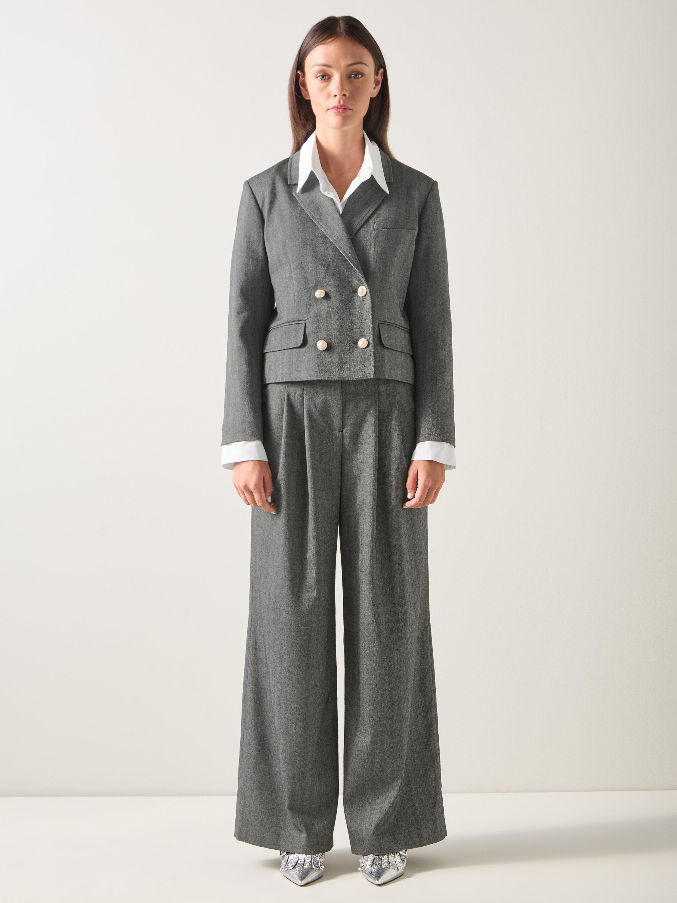 Product image 1 of 4, which shows LKB London Liz Short Double Breasted Jacket, Grey, 8