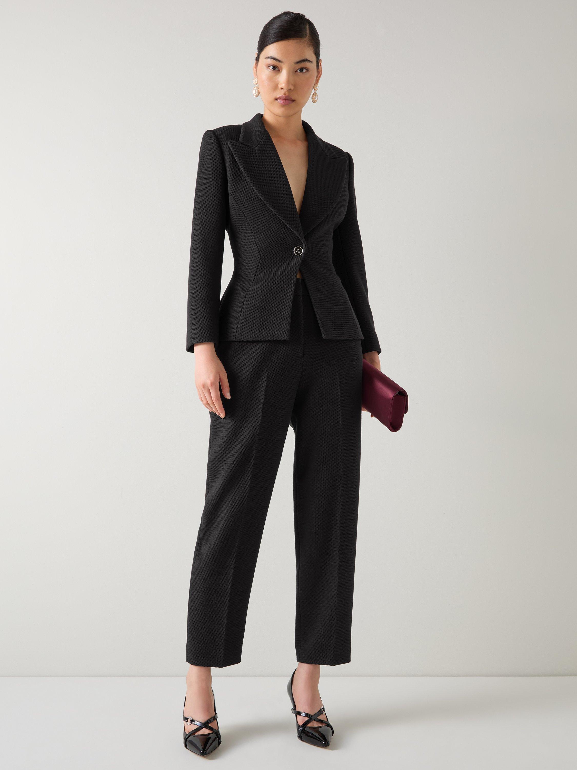 Product image 1 of 3, which shows L.K.Bennett Rosa Pique Peplum Blazer, Black, 6