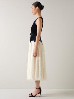 L.K.Bennett Allegra Colour Block Midi Dress, Black/Ivory - view 2, Black/Ivory