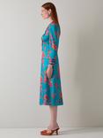 L.K.Bennett Celeste Floral Satin Dress, Blue/Multi