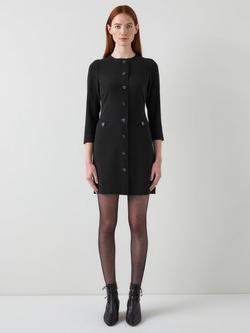 L.K.Bennett Claire Logo Button Mini Dress, Black, Black