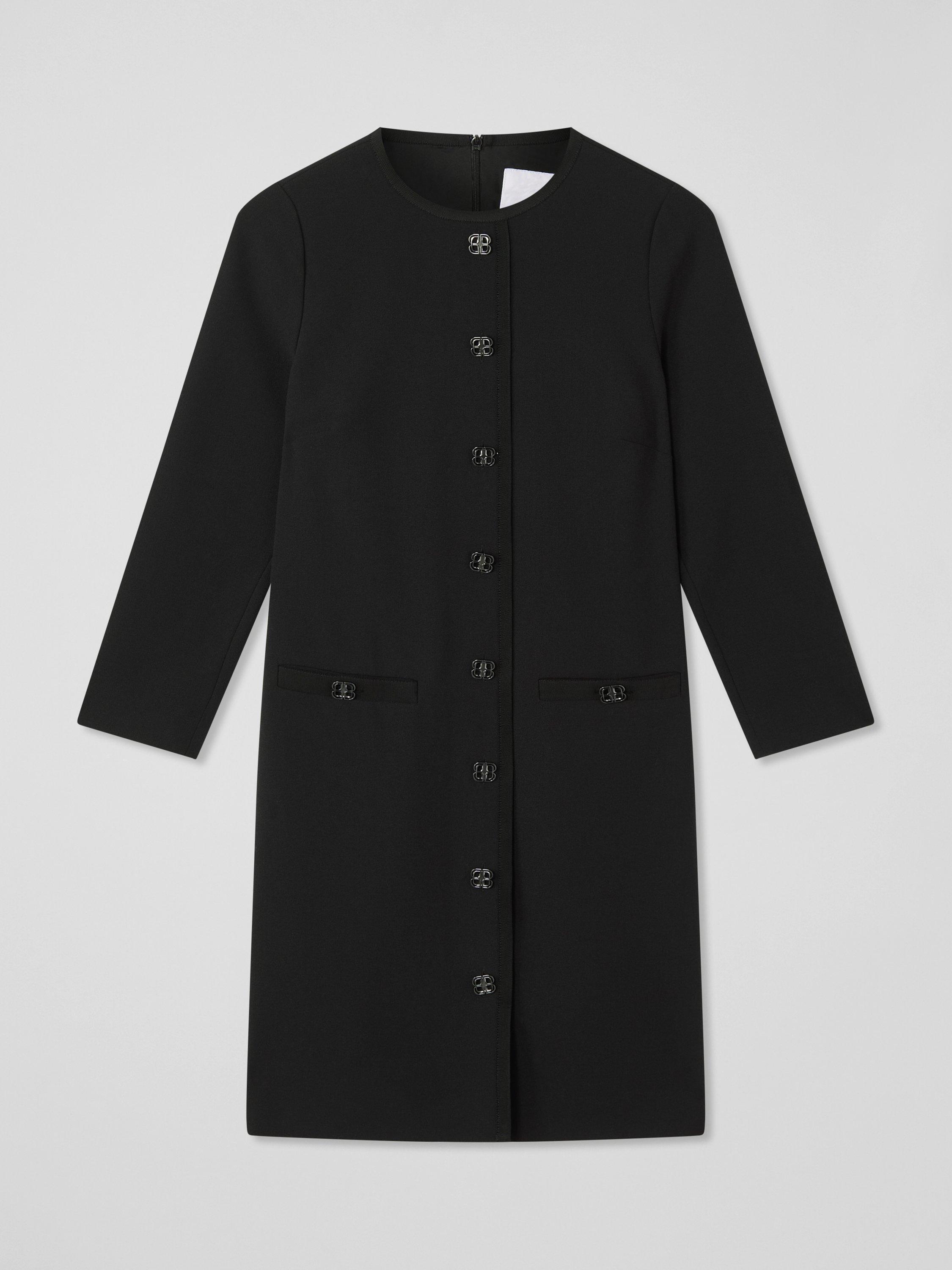Product image 4 of 4, which shows L.K.Bennett Claire Logo Button Mini Dress, Black, 6