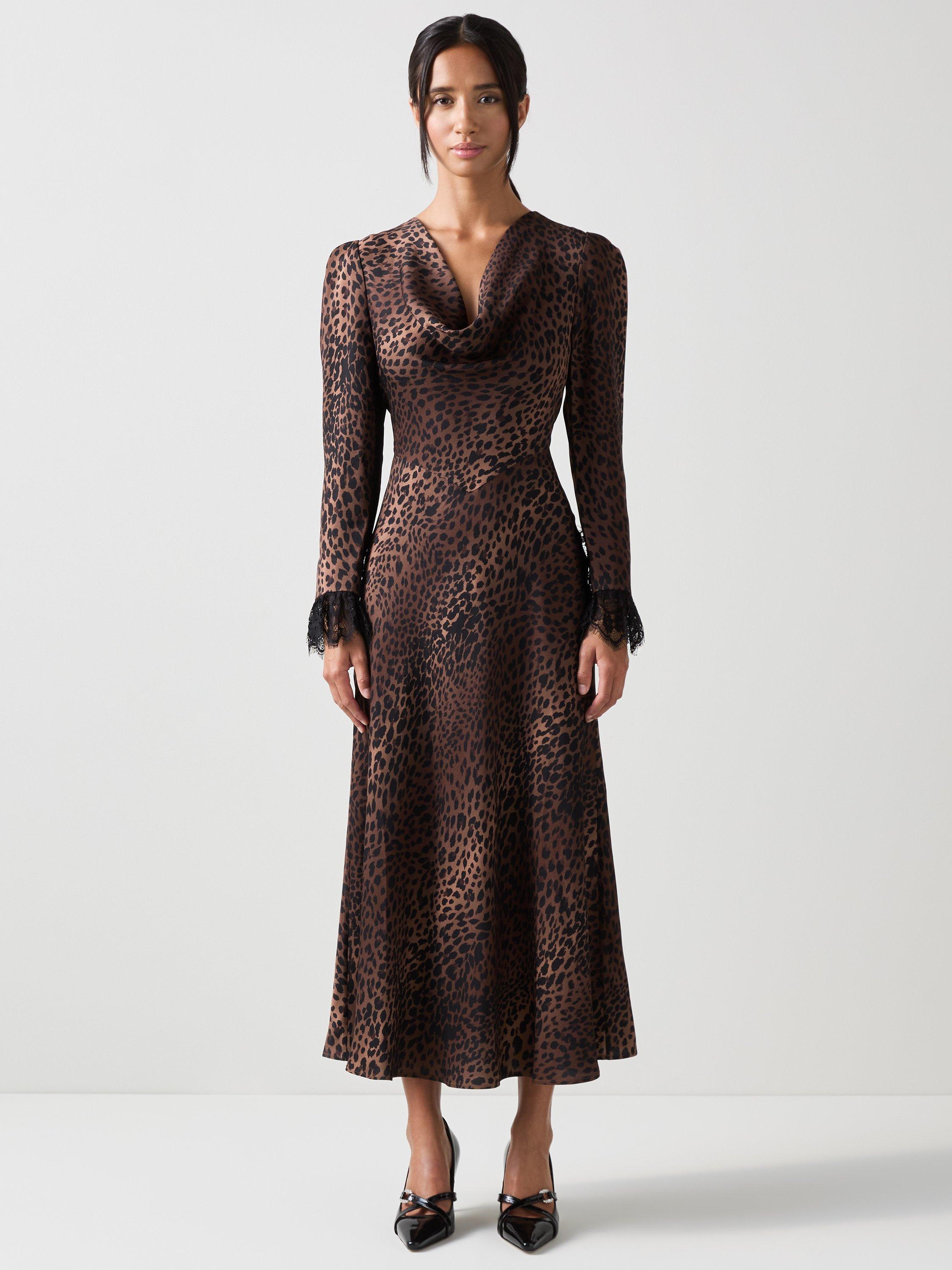 Product image 1 of 4, which shows L.K.Bennett Petite Geena Dress, Brown/Multi, 4