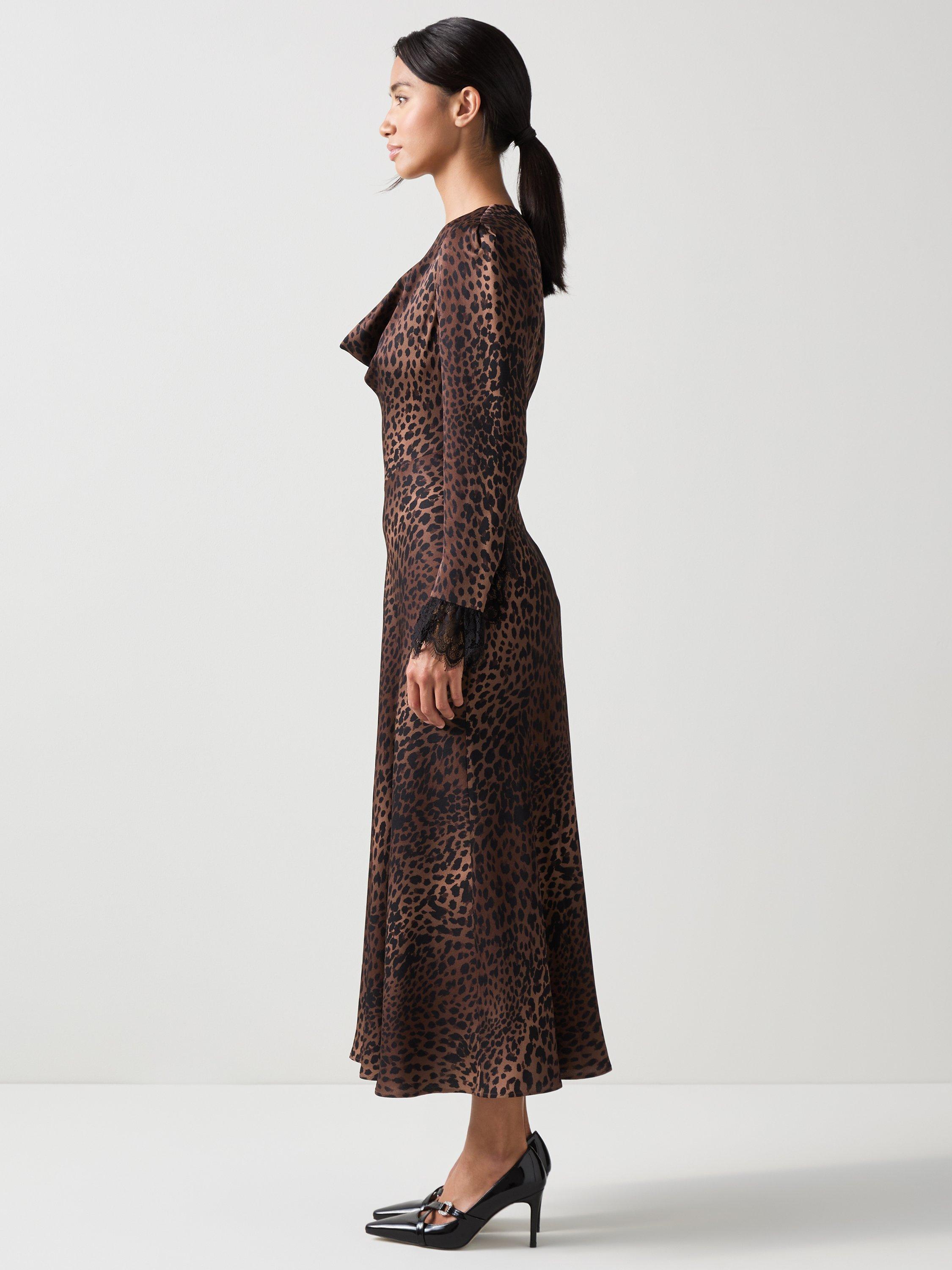 Product image 2 of 4, which shows L.K.Bennett Petite Geena Dress, Brown/Multi, 4