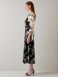 L.K.Bennett Mimi Floral Pure Silk Dress, Cream/Black