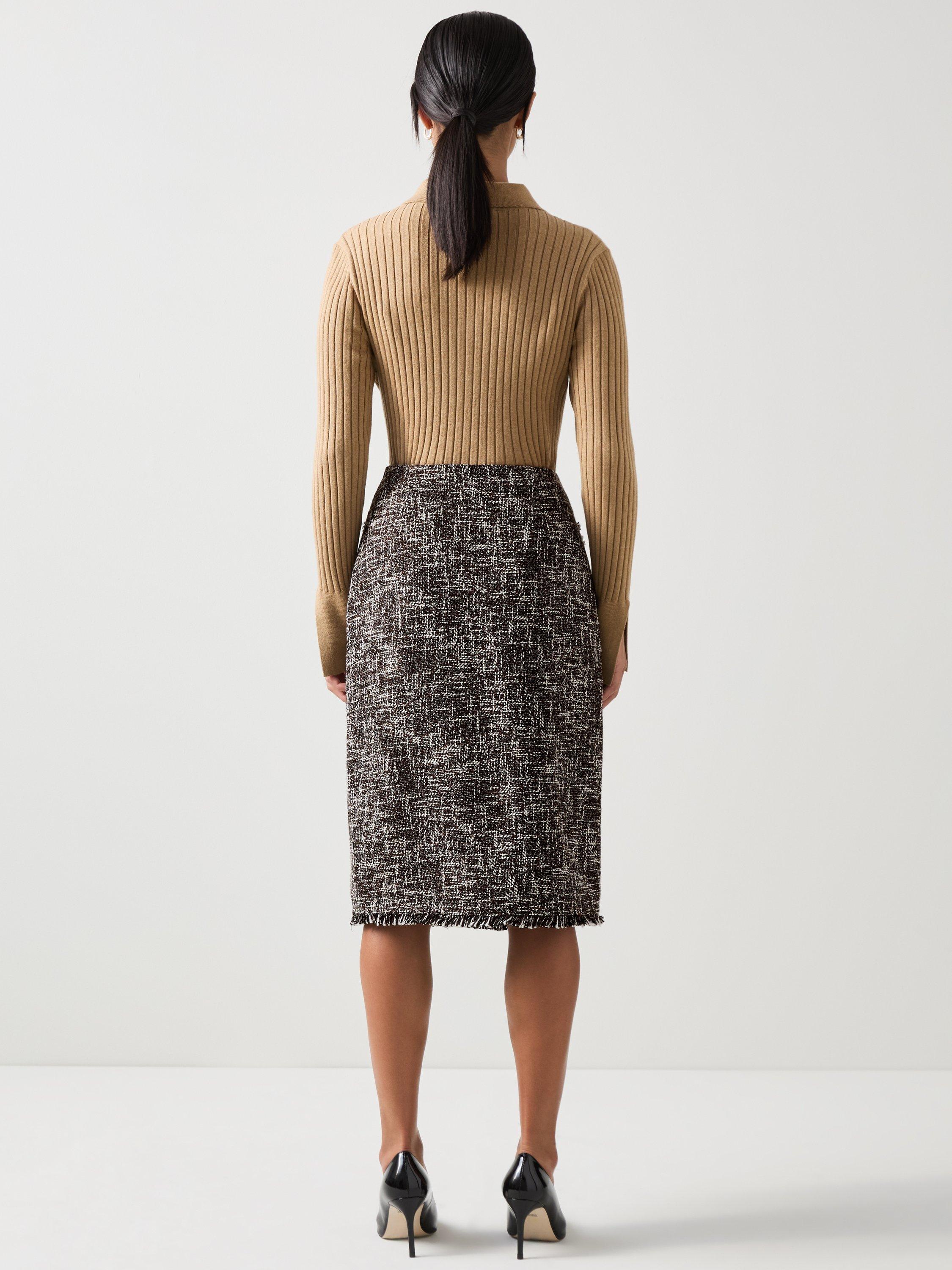 Product image 3 of 5, which shows L.K.Bennett Petite Gwen Tweed Skirt, Black/Multi, 10