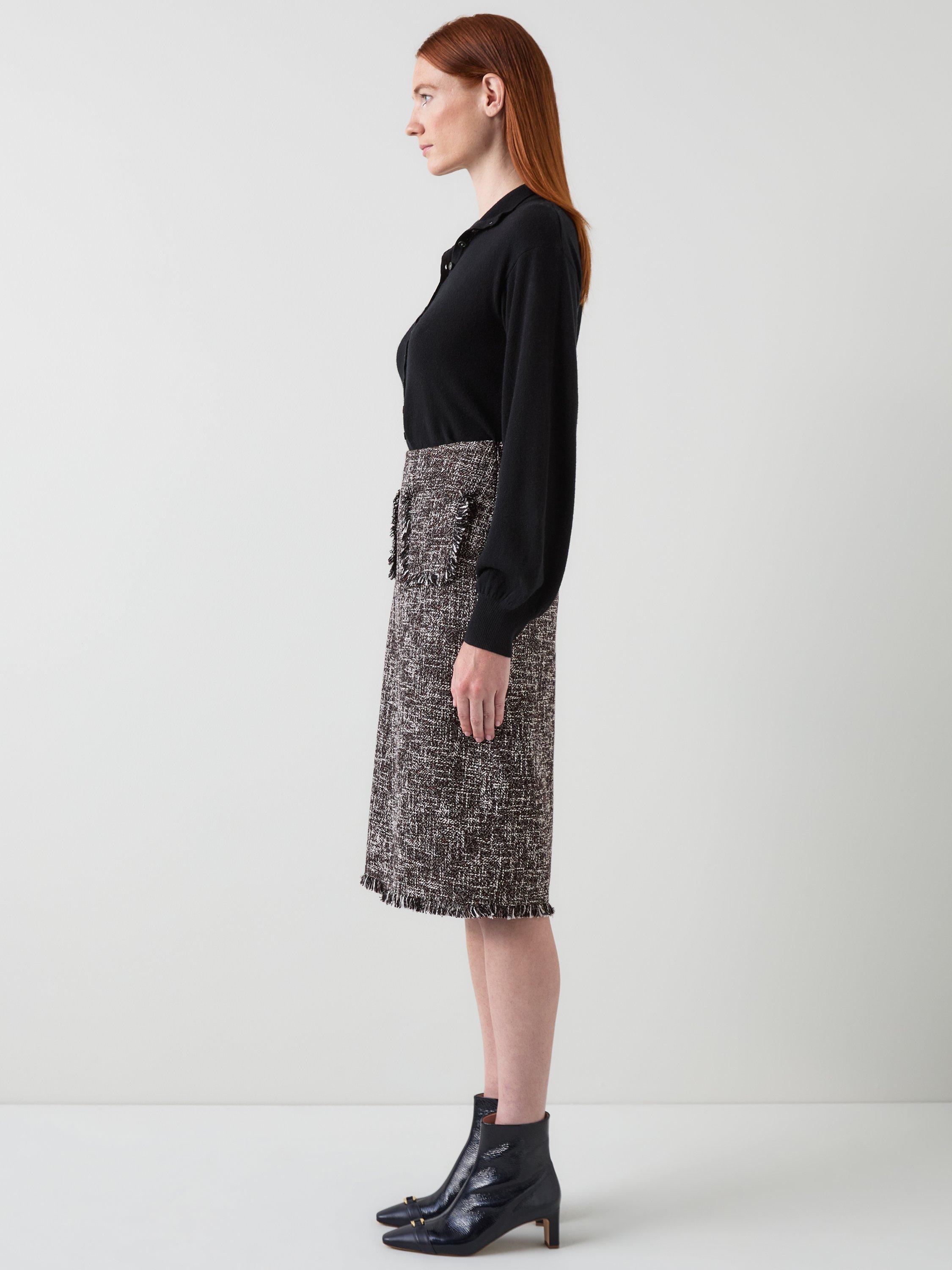 Product image 2 of 5, which shows L.K.Bennett Gwen Tweed Skirt, Black, 6