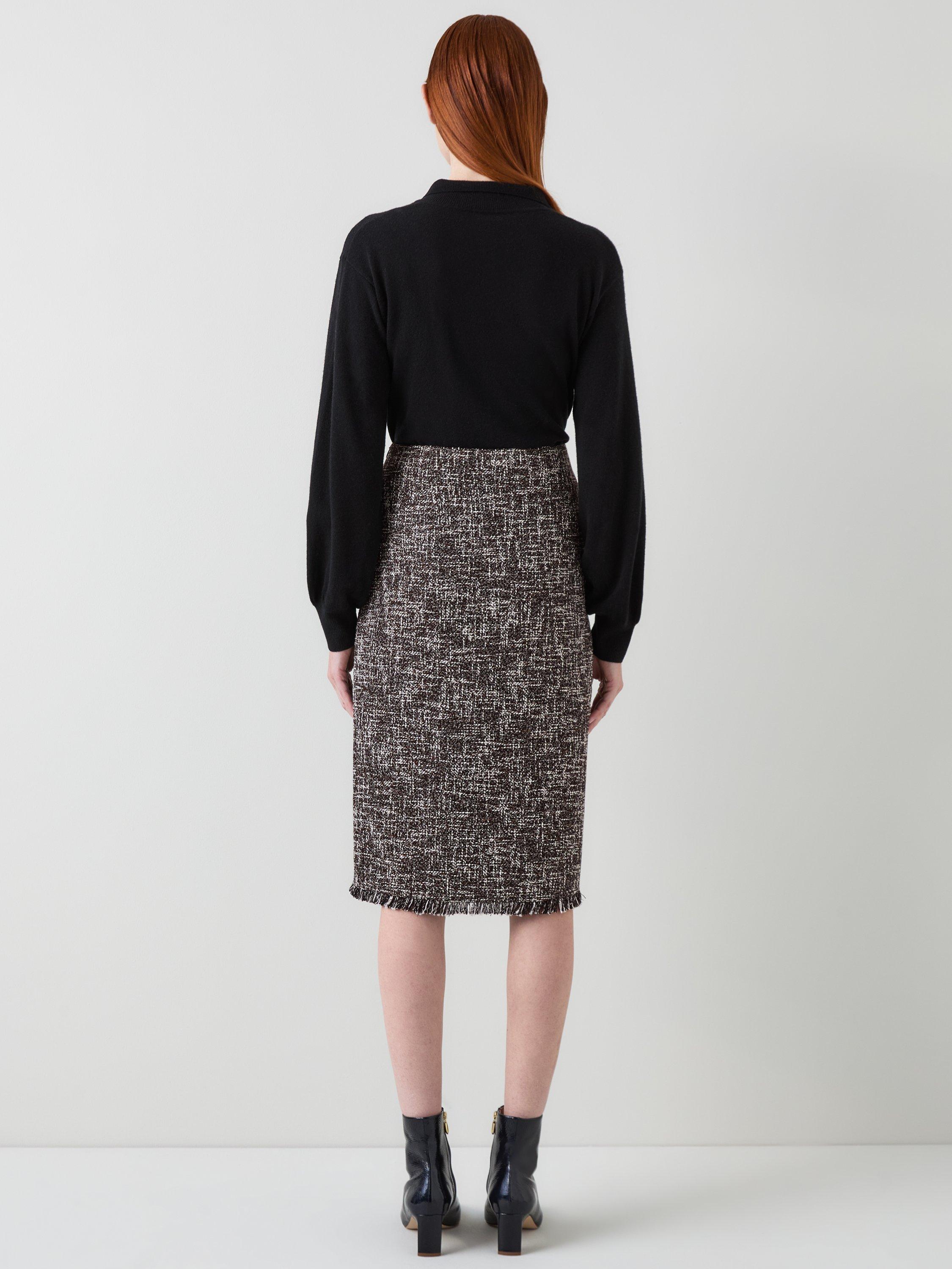 Product image 4 of 5, which shows L.K.Bennett Gwen Tweed Skirt, Black, 6