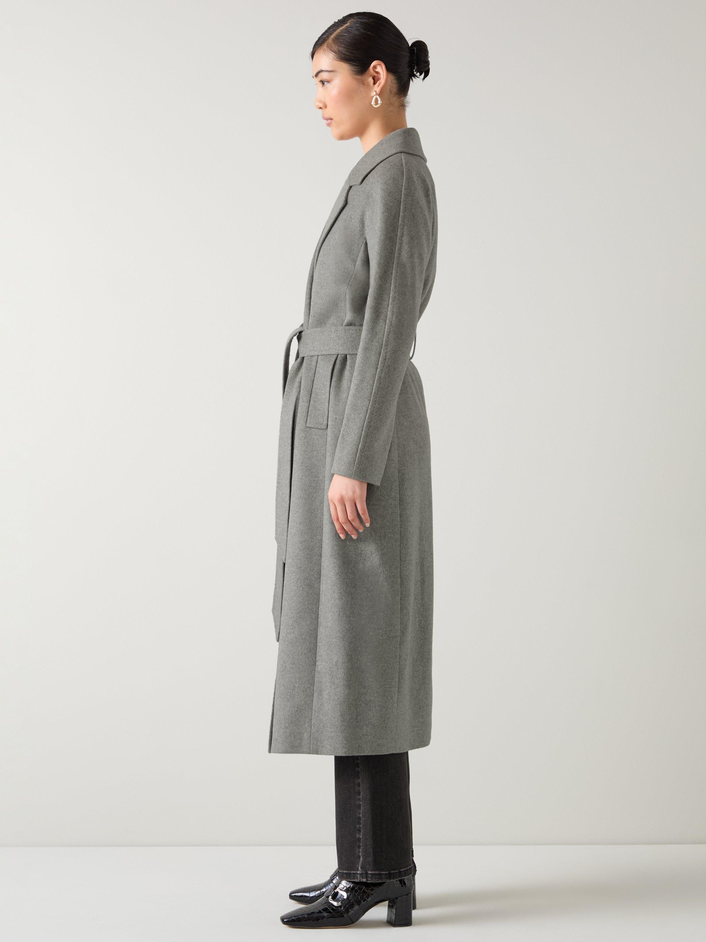 Product image 2 of 5, which shows L.K.Bennett Francine Pure Merino Wool Coat, Grey, 6