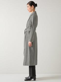 L.K.Bennett Francine Pure Merino Wool Coat, Grey - view 2, Grey