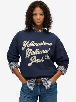 Superdry Lo-fi Outdoor Loose Sweatshirt, Utah Gold, Lauren Navy