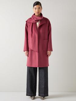 L.K.Bennett Gwen Pure Merino Wool Coat, Roan Rouge, Roan Rouge