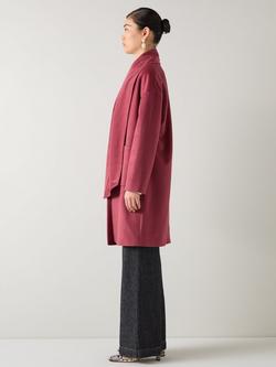 L.K.Bennett Gwen Pure Merino Wool Coat, Roan Rouge - view 2, Roan Rouge