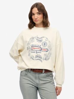 Superdry Cotton Tokyo Narrative Oversized Sweatshir, Off White
