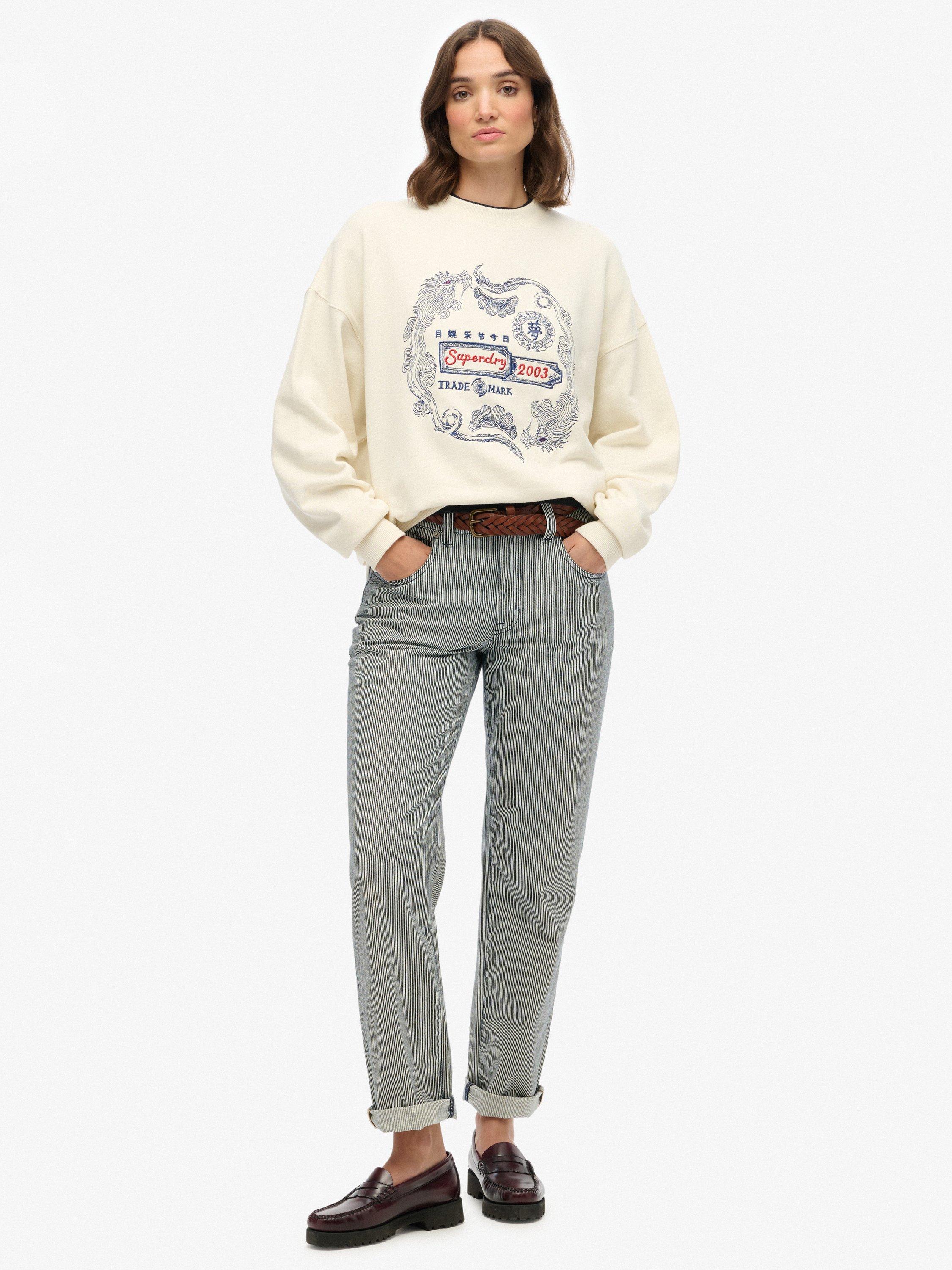 Product image 3 of 5, which shows Superdry Cotton Tokyo Narrative Oversized Sweatshir, Off White, 12