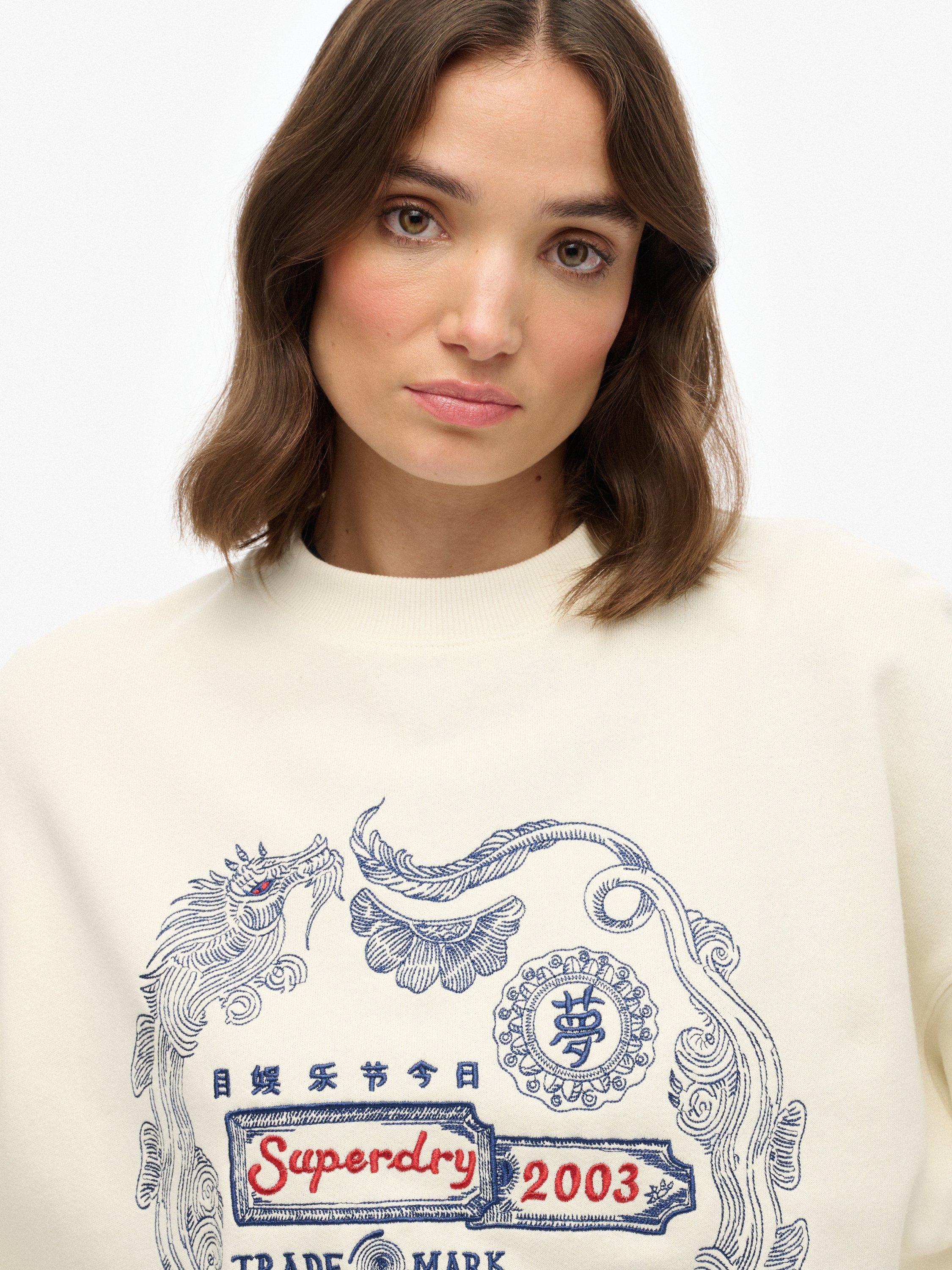 Product image 4 of 5, which shows Superdry Cotton Tokyo Narrative Oversized Sweatshir, Off White, 12