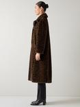 L.K.Bennett Leila Leopard Print Faux Fur Coat, Brown