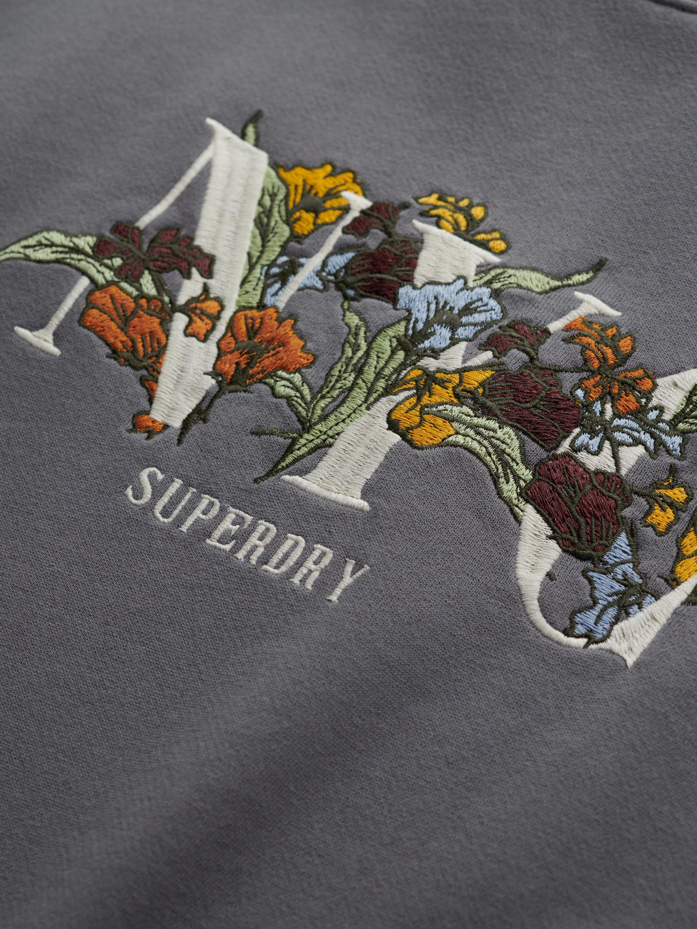 Product image 6 of 6, which shows Superdry Night Garden Oversized Crew Sweatshirt, Manor House Grey, 16