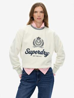 Superdry Country Club Loose Crew Sweatshirt, Off White, Off White