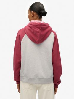 Superdry Essential Logo Raglan Zip Hoodie - view 2, White/Bordeaux Red