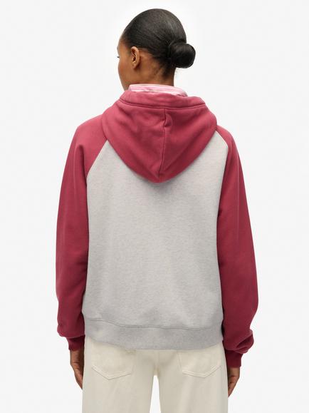 Superdry Essential Logo Raglan Zip Hoodie - view 2, White/Bordeaux Red