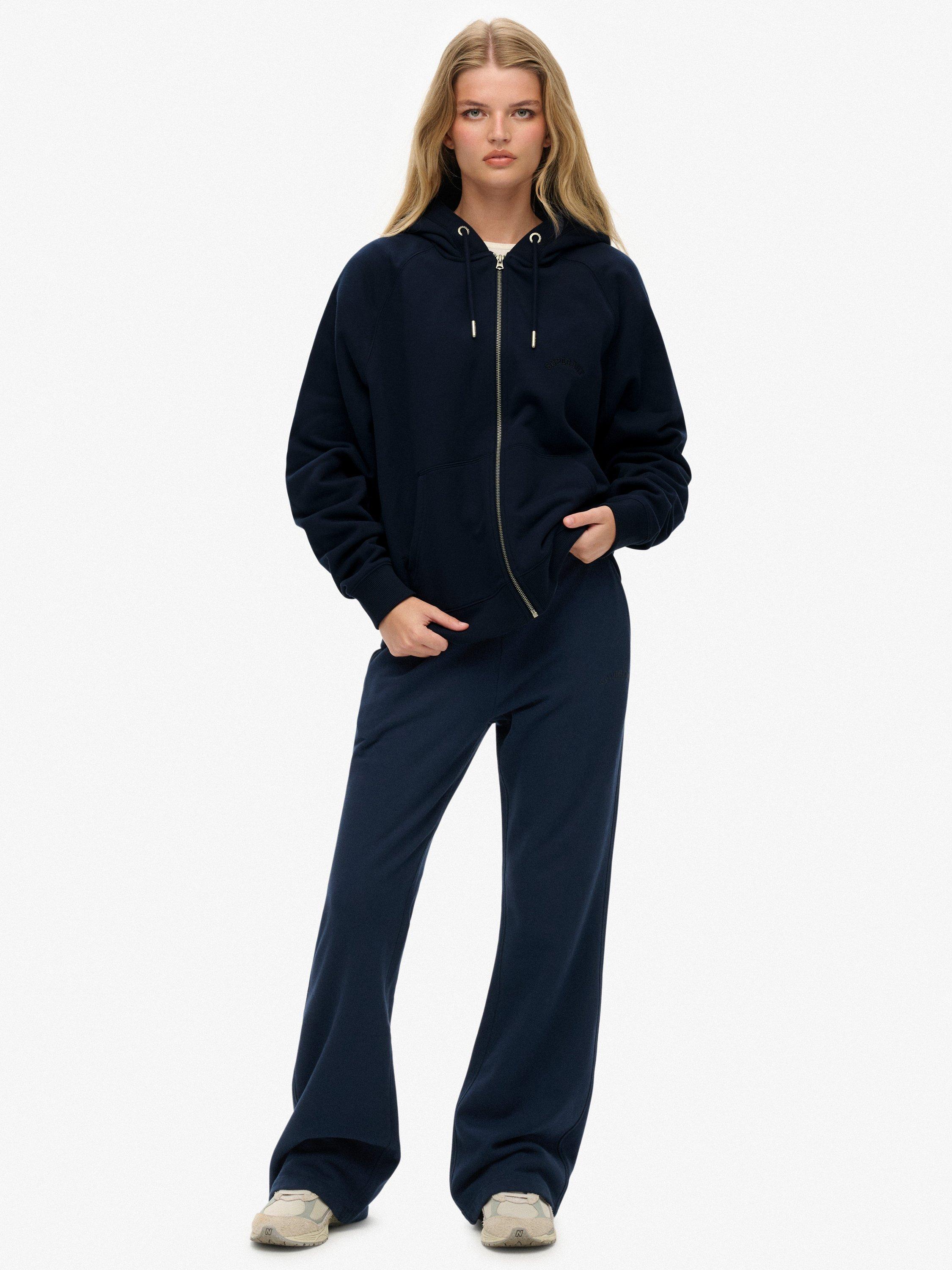 Product image 3 of 6, which shows Superdry Essential Logo Raglan Zip Hoodie, Richest Navy, 10