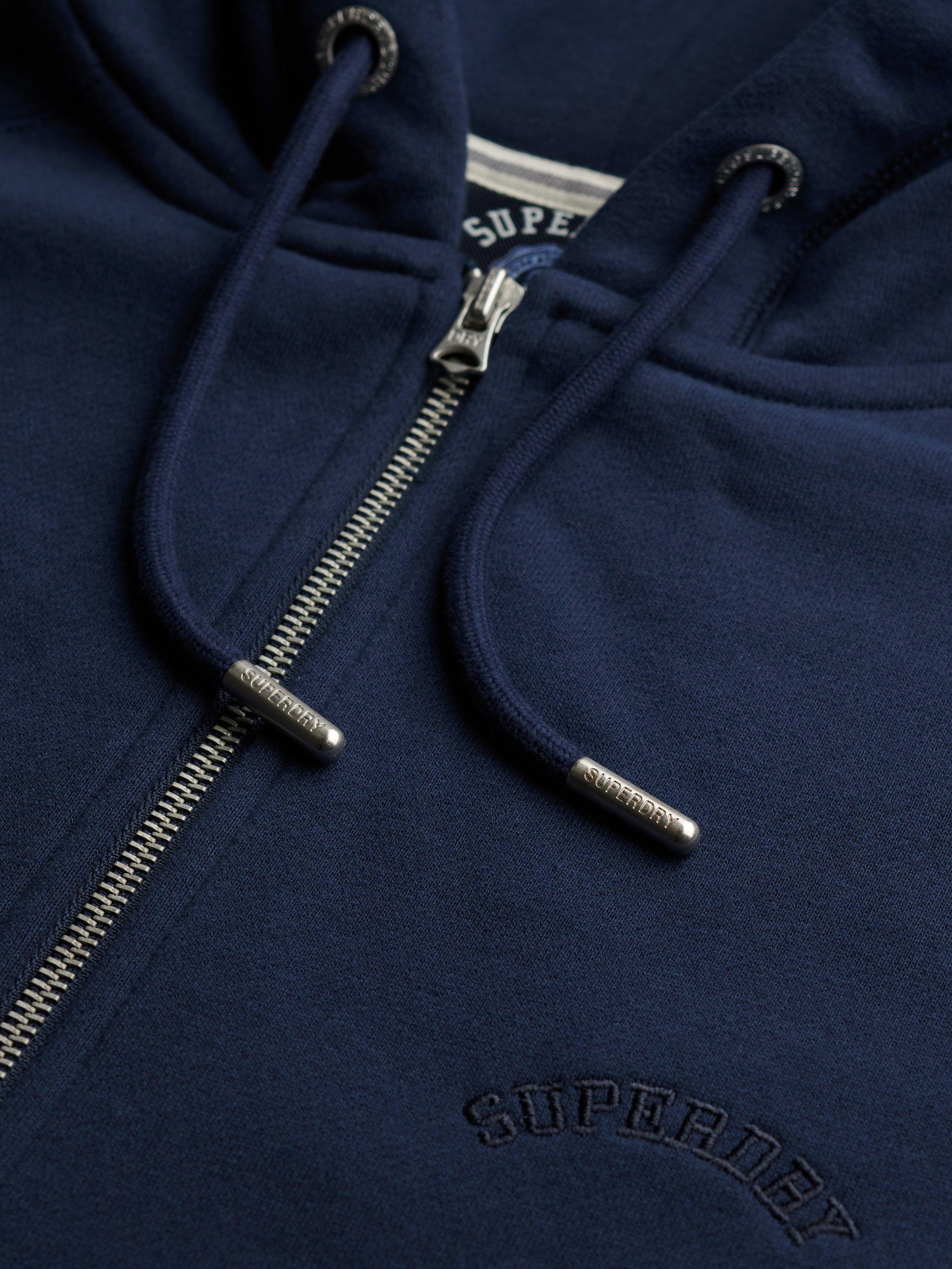 Product image 6 of 6, which shows Superdry Essential Logo Raglan Zip Hoodie, Richest Navy, 10